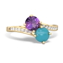 Amethyst Channel Set Two Stone 14K Yellow Gold ring R5303