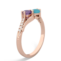 Amethyst Infinity Pave Two Stone 14K Rose Gold ring R5285