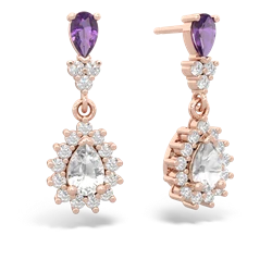 Amethyst Halo Pear Dangle 14K Rose Gold earrings E1882