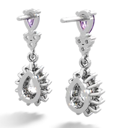 Amethyst Halo Pear Dangle 14K White Gold earrings E1882