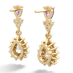 Amethyst Halo Pear Dangle 14K Yellow Gold earrings E1882