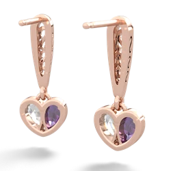 Amethyst Filligree Heart 14K Rose Gold earrings E5070