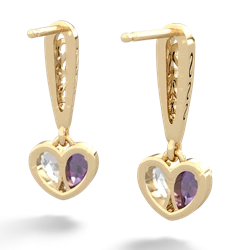 Amethyst Filligree Heart 14K Yellow Gold earrings E5070