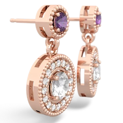 Amethyst Halo Dangle 14K Rose Gold earrings E5319