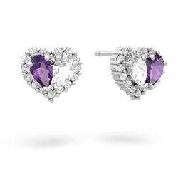 Amethyst Halo 14K White Gold earrings E7008