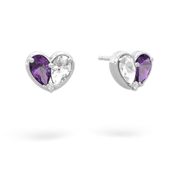 Amethyst 'Our Heart' 14K White Gold earrings E5072