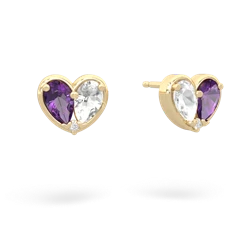 Amethyst 'Our Heart' 14K Yellow Gold earrings E5072