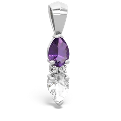 Amethyst Bowtie Drop 14K White Gold pendant P0865