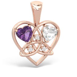 Amethyst Celtic Trinity Heart 14K Rose Gold pendant P5331