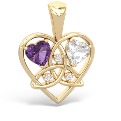 Amethyst Celtic Trinity Heart 14K Yellow Gold pendant P5331