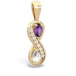 Amethyst Diamond Infinity 14K Yellow Gold pendant P5390