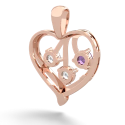 Amethyst Glowing Heart 14K Rose Gold pendant P2233