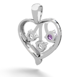 Amethyst Glowing Heart 14K White Gold pendant P2233