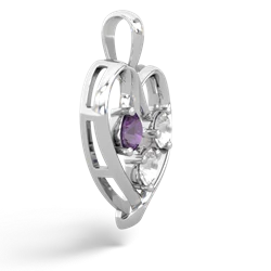 Amethyst Glowing Heart 14K White Gold pendant P2233