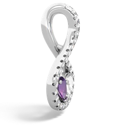 Amethyst Pave Twist 'One Heart' 14K White Gold pendant P5360