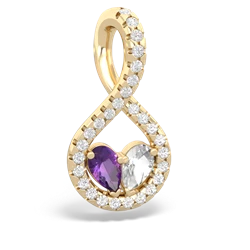 Amethyst Pave Twist 'One Heart' 14K Yellow Gold pendant P5360