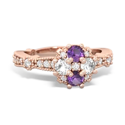 Amethyst Sparkling Tiara Cluster 14K Rose Gold ring R26293RD