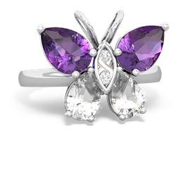 Amethyst Butterfly 14K White Gold ring R2215