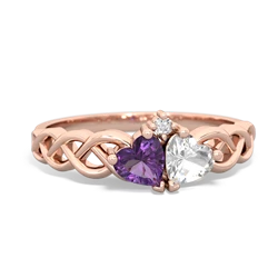 Amethyst Heart To Heart Braid 14K Rose Gold ring R5870