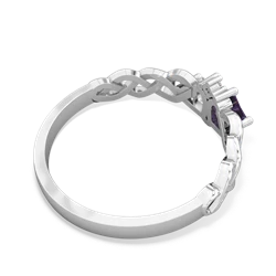 Amethyst Heart To Heart Braid 14K White Gold ring R5870