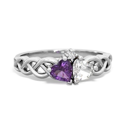 Amethyst Heart To Heart Braid 14K White Gold ring R5870