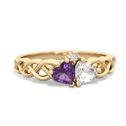 Amethyst Heart To Heart Braid 14K Yellow Gold ring R5870