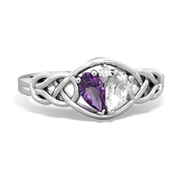 Amethyst Celtic Love Knot 14K White Gold ring R5420