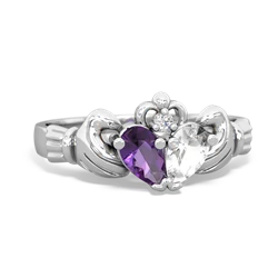 Amethyst 'Our Heart' Claddagh 14K White Gold ring R2388