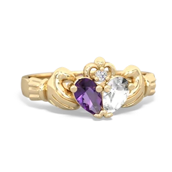 Amethyst 'Our Heart' Claddagh 14K Yellow Gold ring R2388