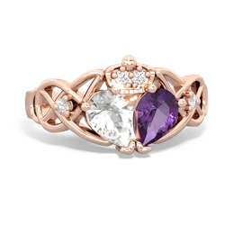 Amethyst 'One Heart' Celtic Knot Claddagh 14K Rose Gold ring R5322