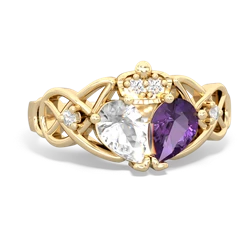 Amethyst 'One Heart' Celtic Knot Claddagh 14K Yellow Gold ring R5322