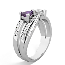 Amethyst Bowtie 14K White Gold ring R2360