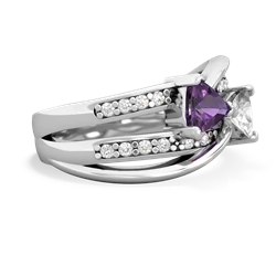 Amethyst Bowtie 14K White Gold ring R2360