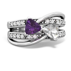 Amethyst Bowtie 14K White Gold ring R2360