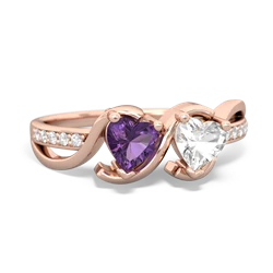 Amethyst Side By Side 14K Rose Gold ring R3090