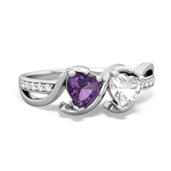 Amethyst Side By Side 14K White Gold ring R3090