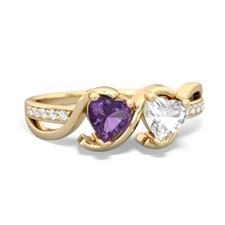 Amethyst Side By Side 14K Yellow Gold ring R3090