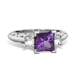 Amethyst Eternal Embrace Engagement 14K White Gold ring C2001