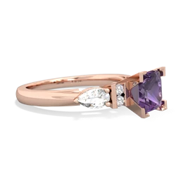 Amethyst 6Mm Princess Eternal Embrace Engagement 14K Rose Gold ring C2002