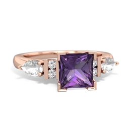 Amethyst 6Mm Princess Eternal Embrace Engagement 14K Rose Gold ring C2002