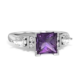 Amethyst 6Mm Princess Eternal Embrace Engagement 14K White Gold ring C2002