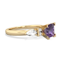 Amethyst 6Mm Princess Eternal Embrace Engagement 14K Yellow Gold ring C2002