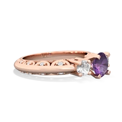 Amethyst Art Deco Eternal Embrace Engagement 14K Rose Gold ring C2003
