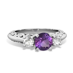 Amethyst Art Deco Eternal Embrace Engagement 14K White Gold ring C2003