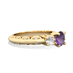 Amethyst Art Deco Eternal Embrace Engagement 14K Yellow Gold ring C2003