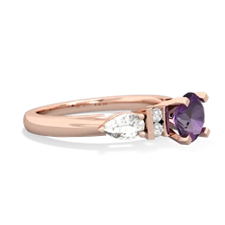 Amethyst 6Mm Round Eternal Embrace Engagement 14K Rose Gold ring R2005