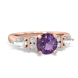 Amethyst 6Mm Round Eternal Embrace Engagement 14K Rose Gold ring R2005