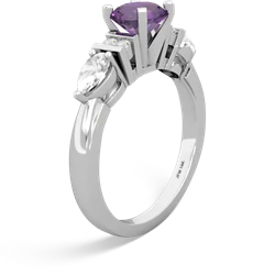 Amethyst 6Mm Round Eternal Embrace Engagement 14K White Gold ring R2005