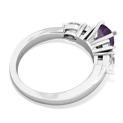 Amethyst 6Mm Round Eternal Embrace Engagement 14K White Gold ring R2005