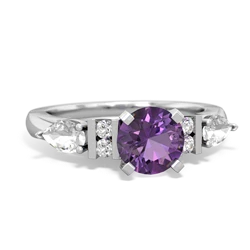 Amethyst 6Mm Round Eternal Embrace Engagement 14K White Gold ring R2005